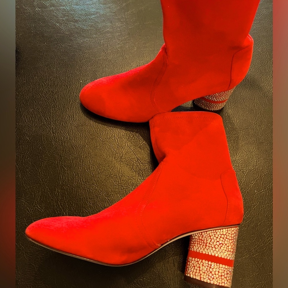 Stuart Weitzman Size 6.5 Suede Sock Booties With … - image 1